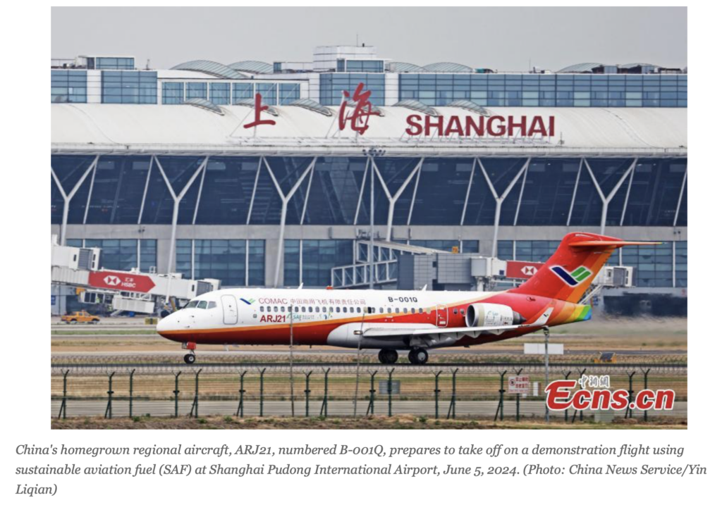 China reports successful demonstration flights with food-based bio-jet fuel (SAF)