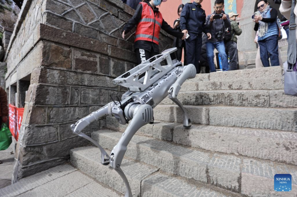 2024/11 Robotic dog delivers heavy loads at Mount Tai scenic area