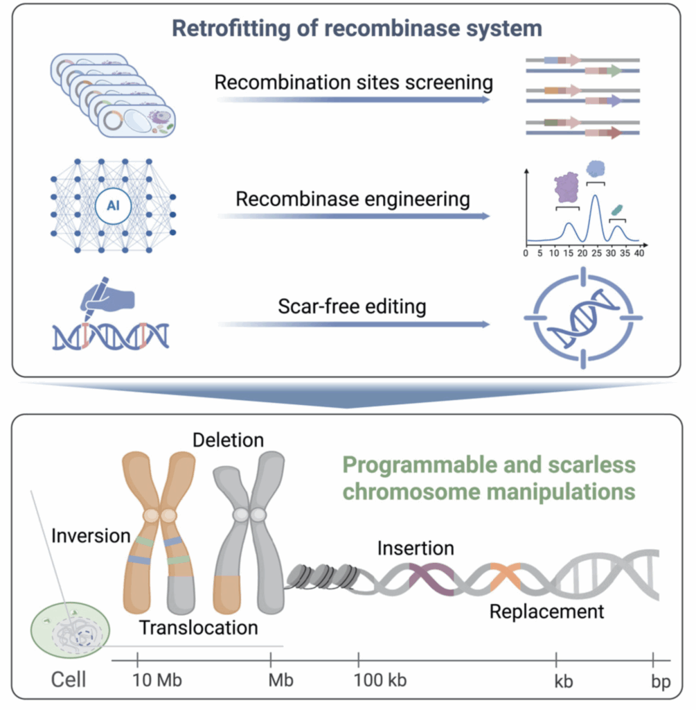 A novel megabase-scale precision genome editing in eukaryotic cells