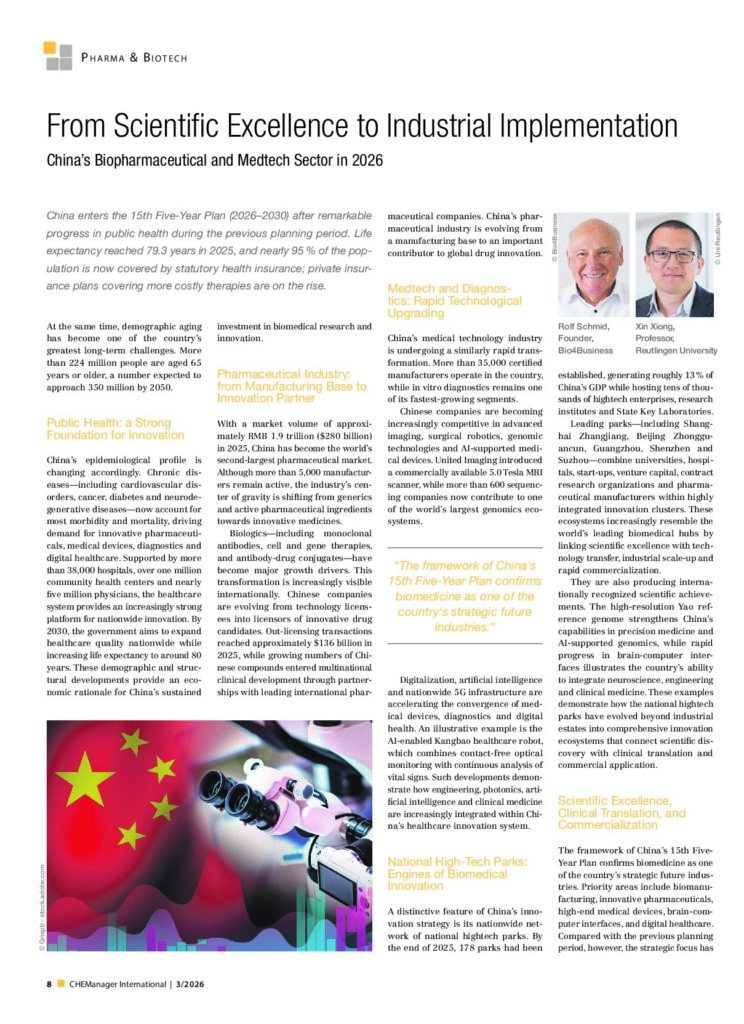 From Scientific Excellence to Industrial Implementation: China’s Biopharmaceutical and Medtech Sector in 2026